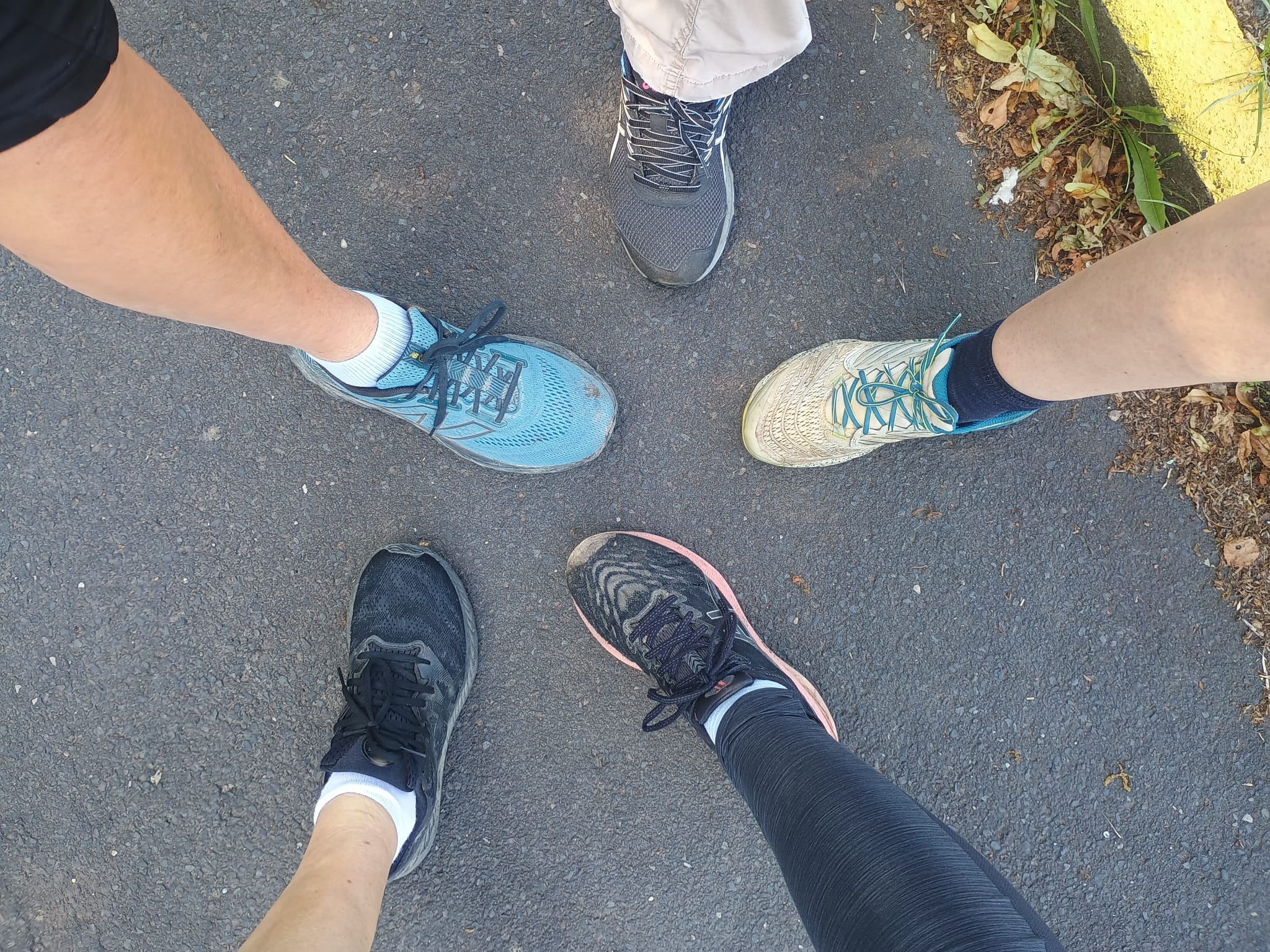 Die Turnschuhe der Teilnehmenden an einer Joggingrunde für Langsame.